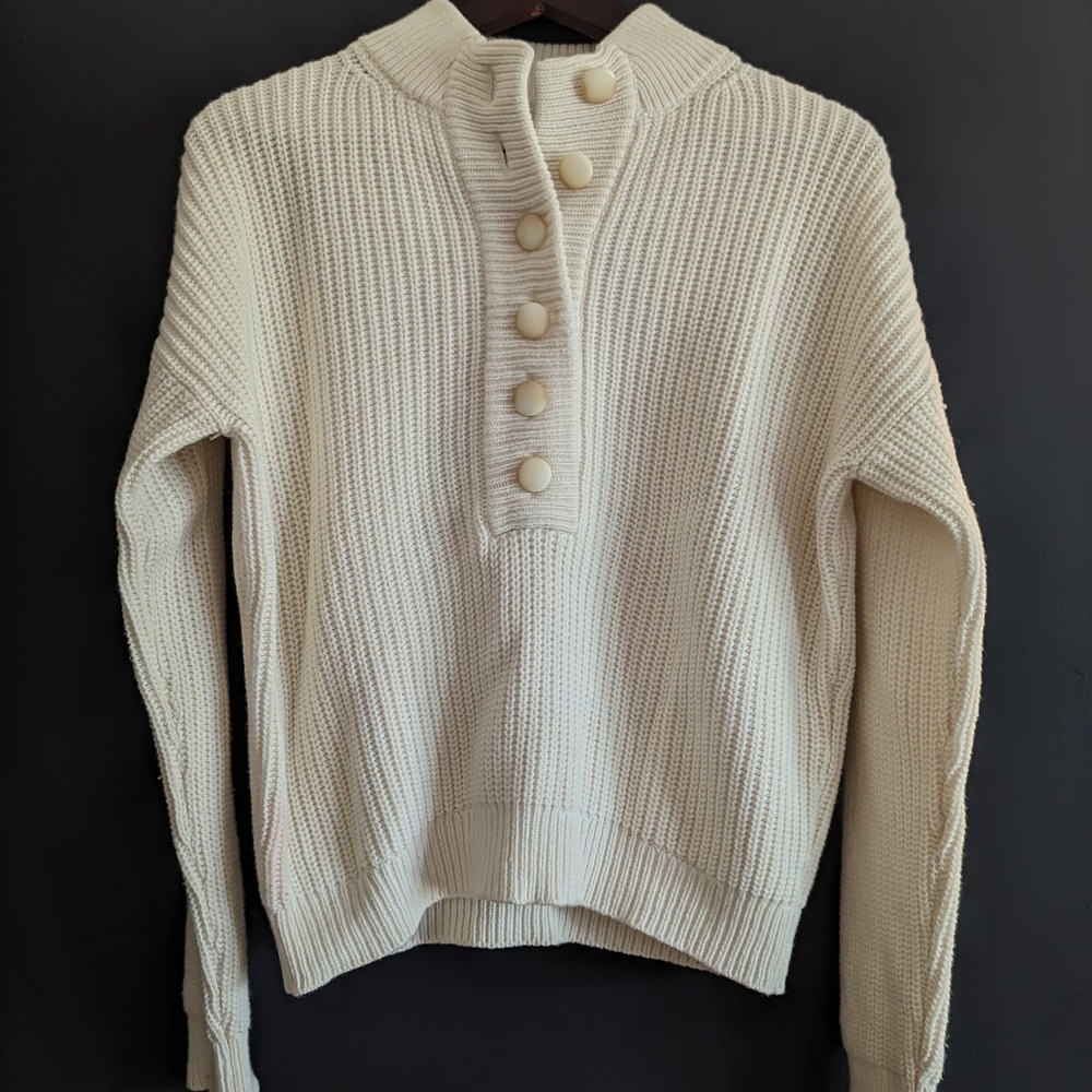 Sezane Cream V-Neck Sweater - Picture 3 of 6